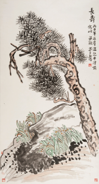 Pine of Longevity
FANG Zhaoling 1953 Hanging scroll, ink and colour on paper L 181 x W 97 cm HKU.P.1996.1197 Gift of FANG Zhaoling